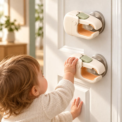 Door Lever Lock Pair — in use